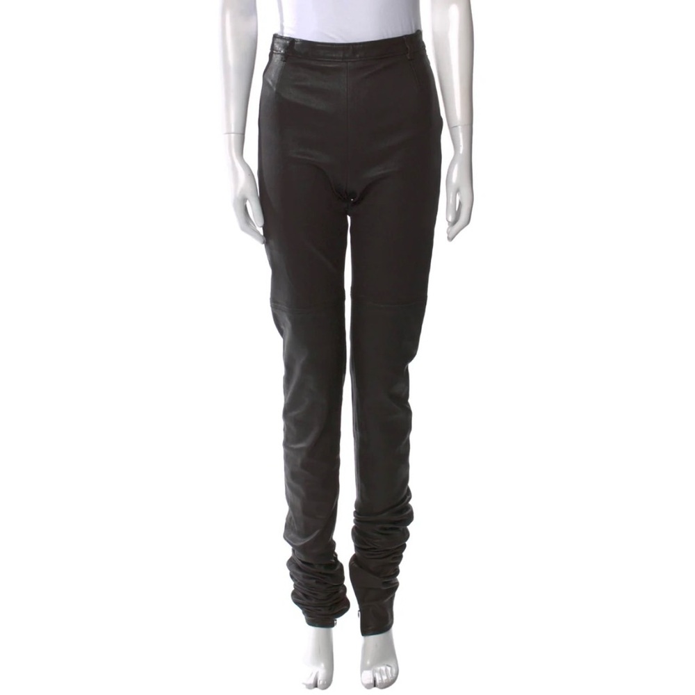 Maison Martin Margiela brown/black lambskin leather skinny pants c2009